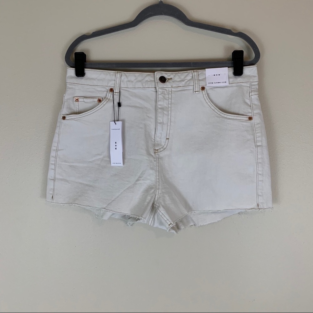 NWT Topshop Mom Hight Waisted White Shorts 12 NWT